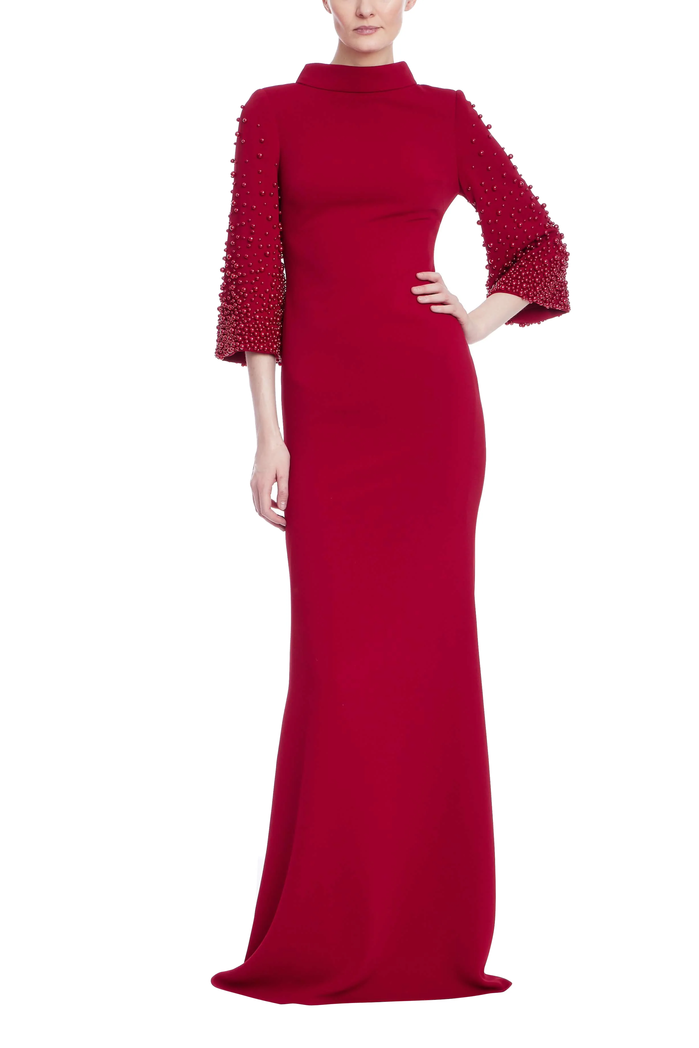 Beaded Bell Sleeve Gown - Image 4