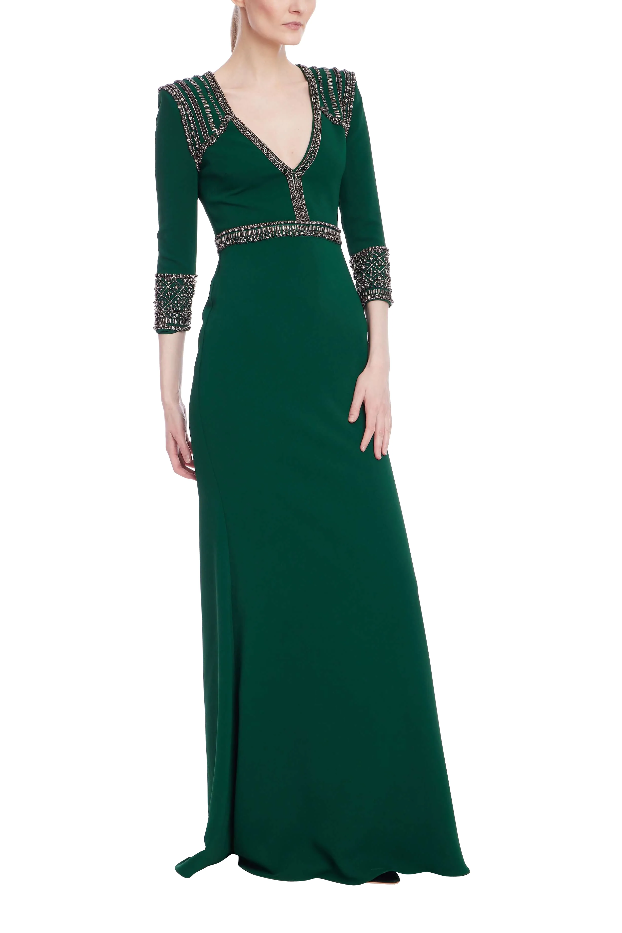Beaded Three-Quarter Sleeve Gown - Image 8
