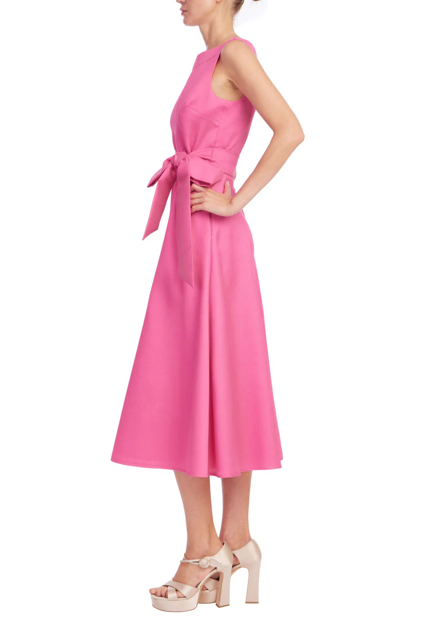 Boatneck Pebble Gazar A-Line Midi Dress - Image 4