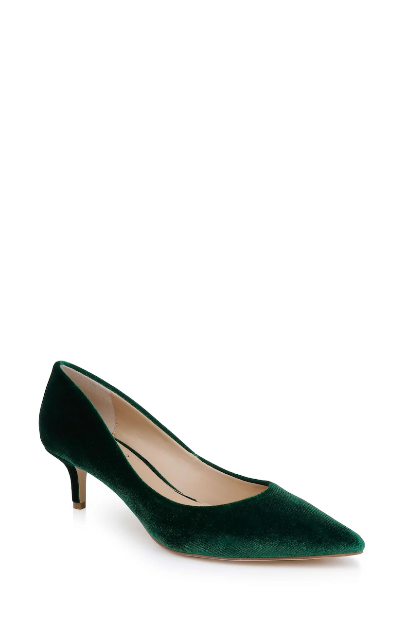 Enola Velvet Kitten Heel Pumps - Image 77