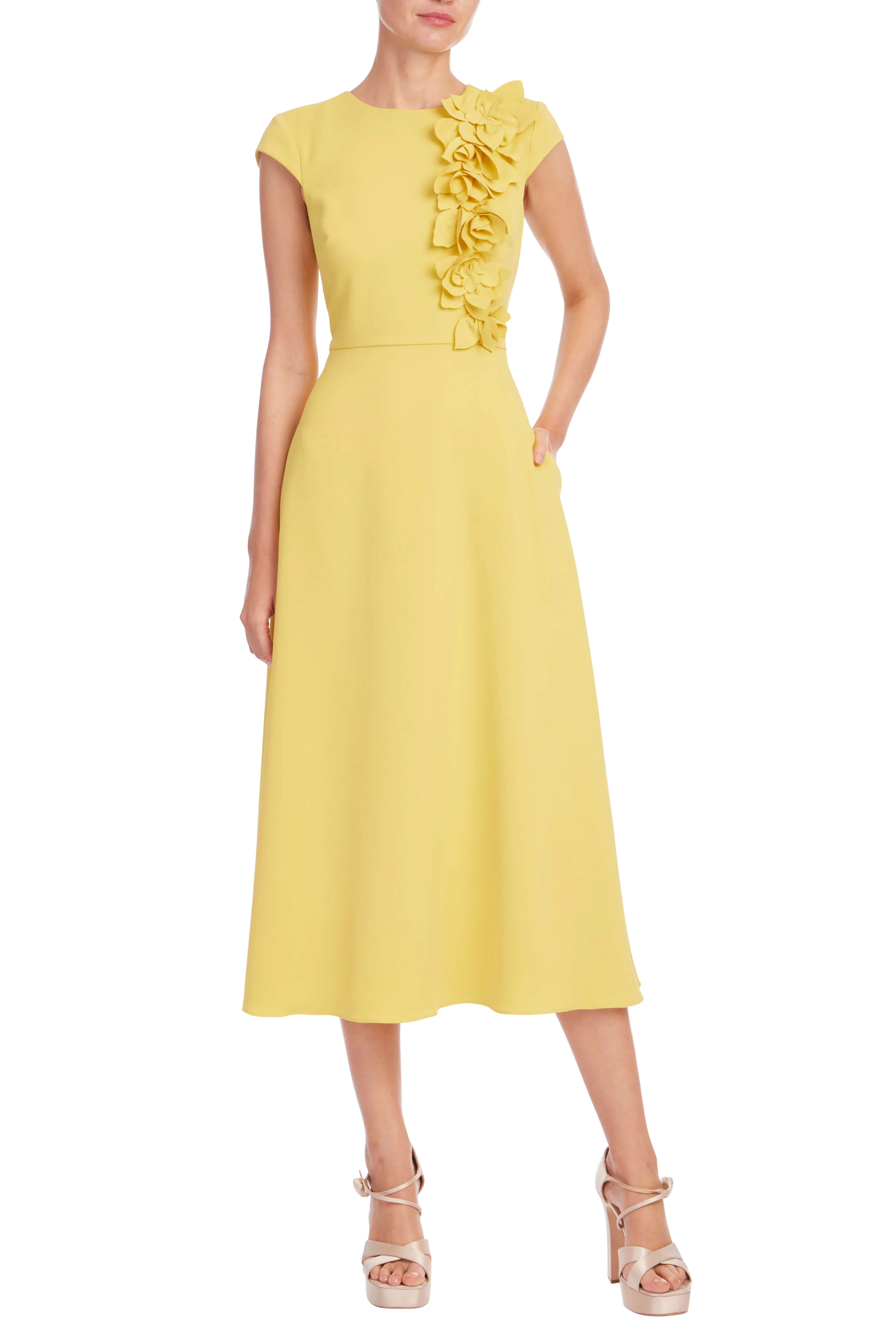 Floral Appliqué Cap sleeve Midi Dress - Image 7