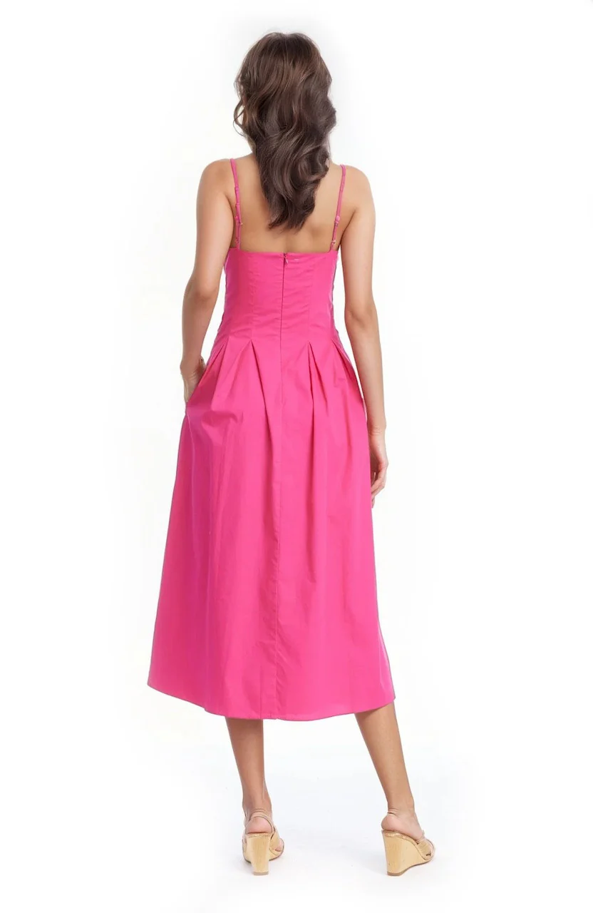 Hallie Pleated Cotton Poplin Midi Dress - Image 12