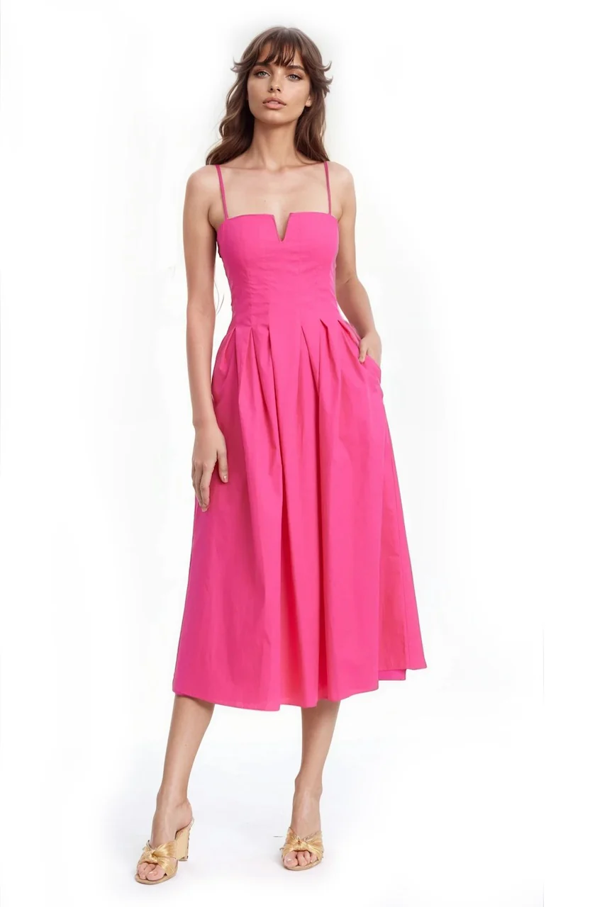 Hallie Pleated Cotton Poplin Midi Dress - Image 36