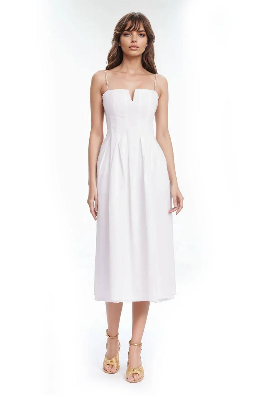 Hallie Pleated Cotton Poplin Midi Dress - Image 45