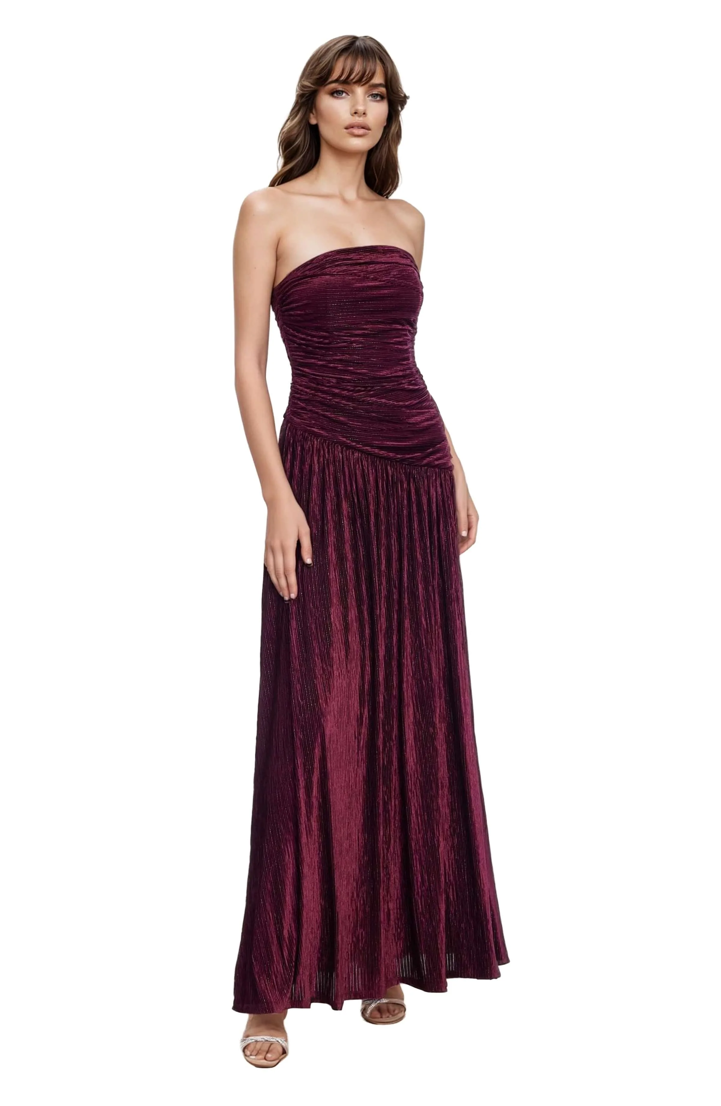 Katia Strapless Ruched Bodice Pleated Gown - Image 6