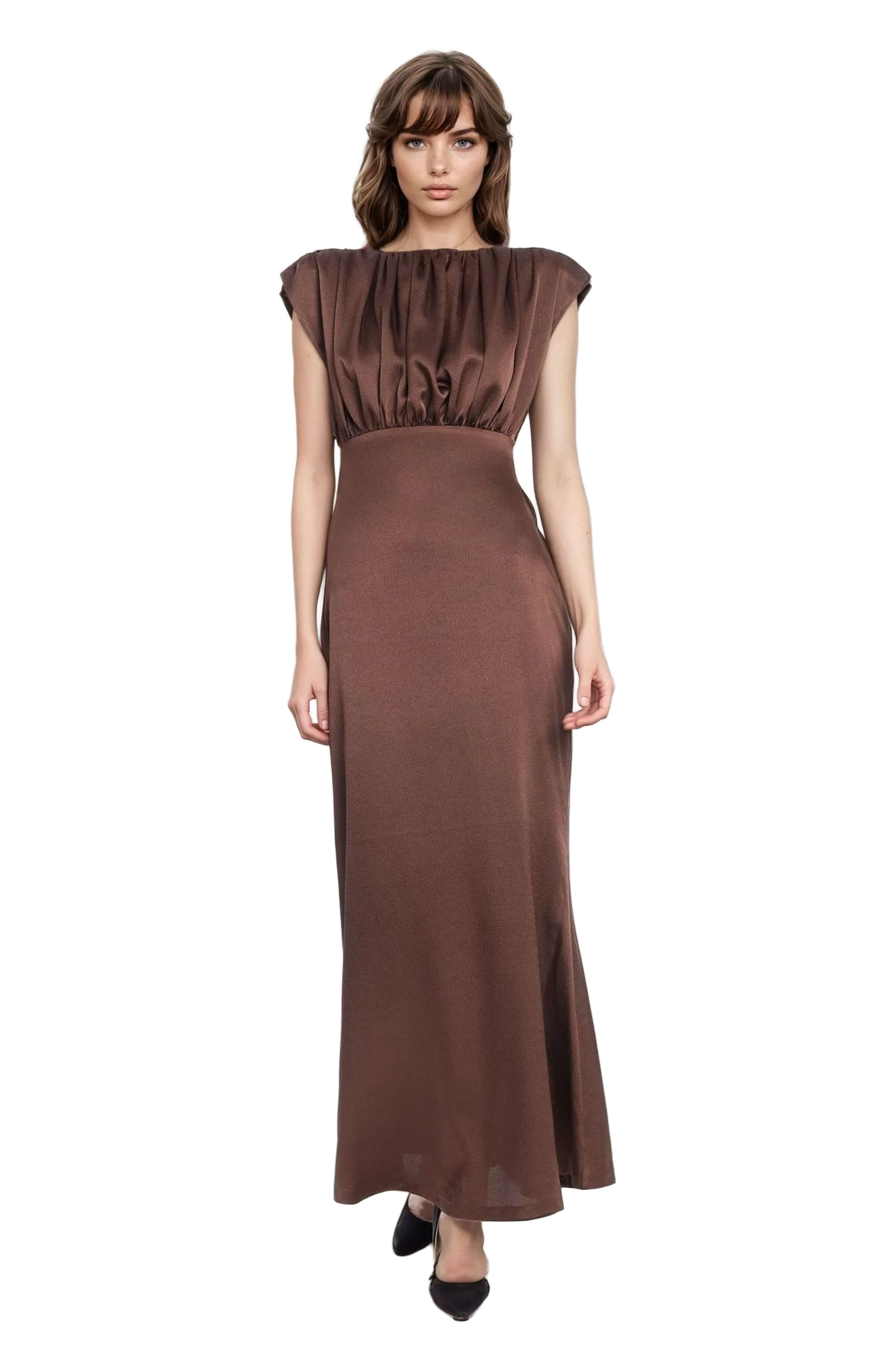 Kelly High Neck Gathered Bodice Gown - Image 12