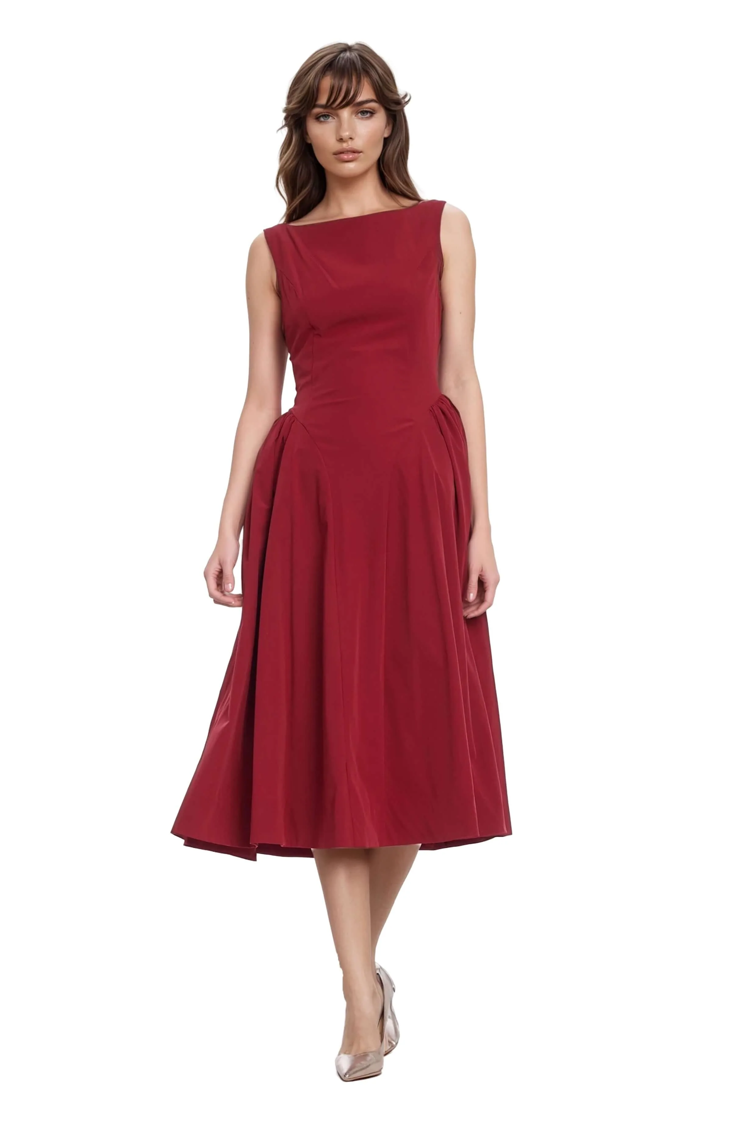 Kirsten Sleeveless Boatneck A-Line Midi Dress - Image 9
