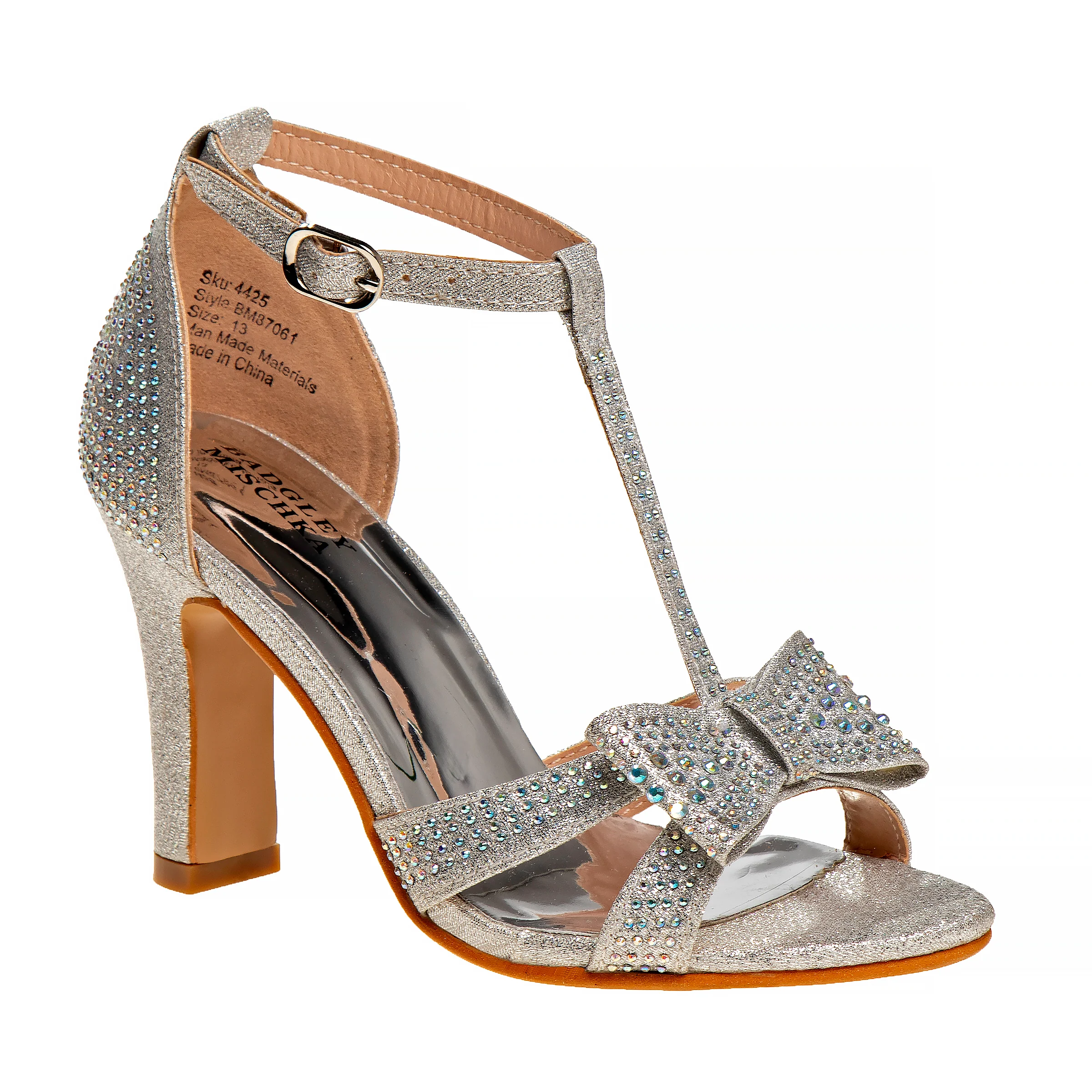 Metallic T-Strap Girls Shoe Heel - Image 6