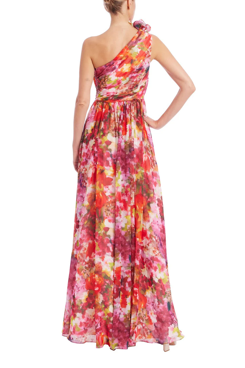 One-Shoulder Ruffle Floral Print Gown - Image 6