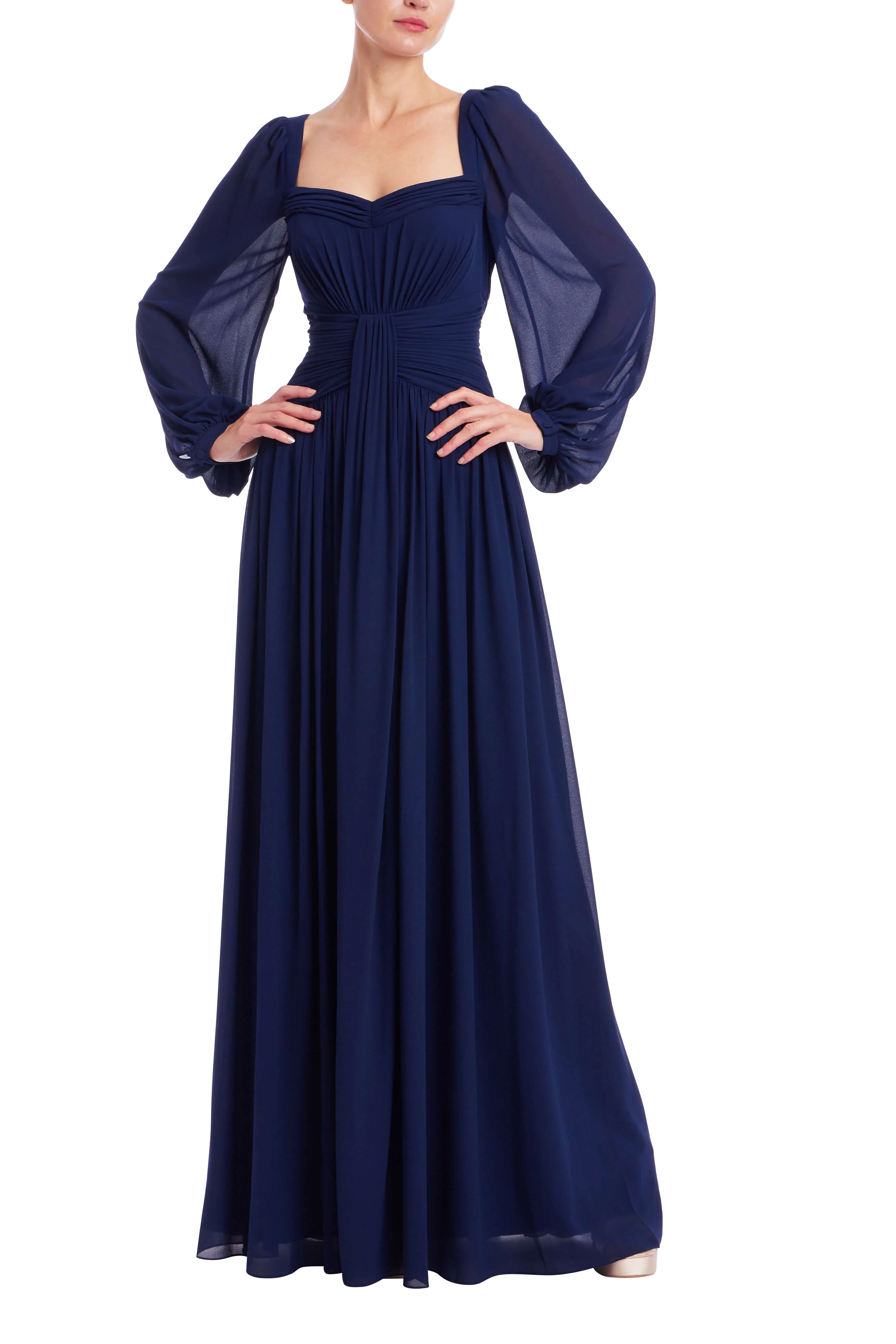 Pleated Sweetheart Bishop Sleeve Gown - Image 24