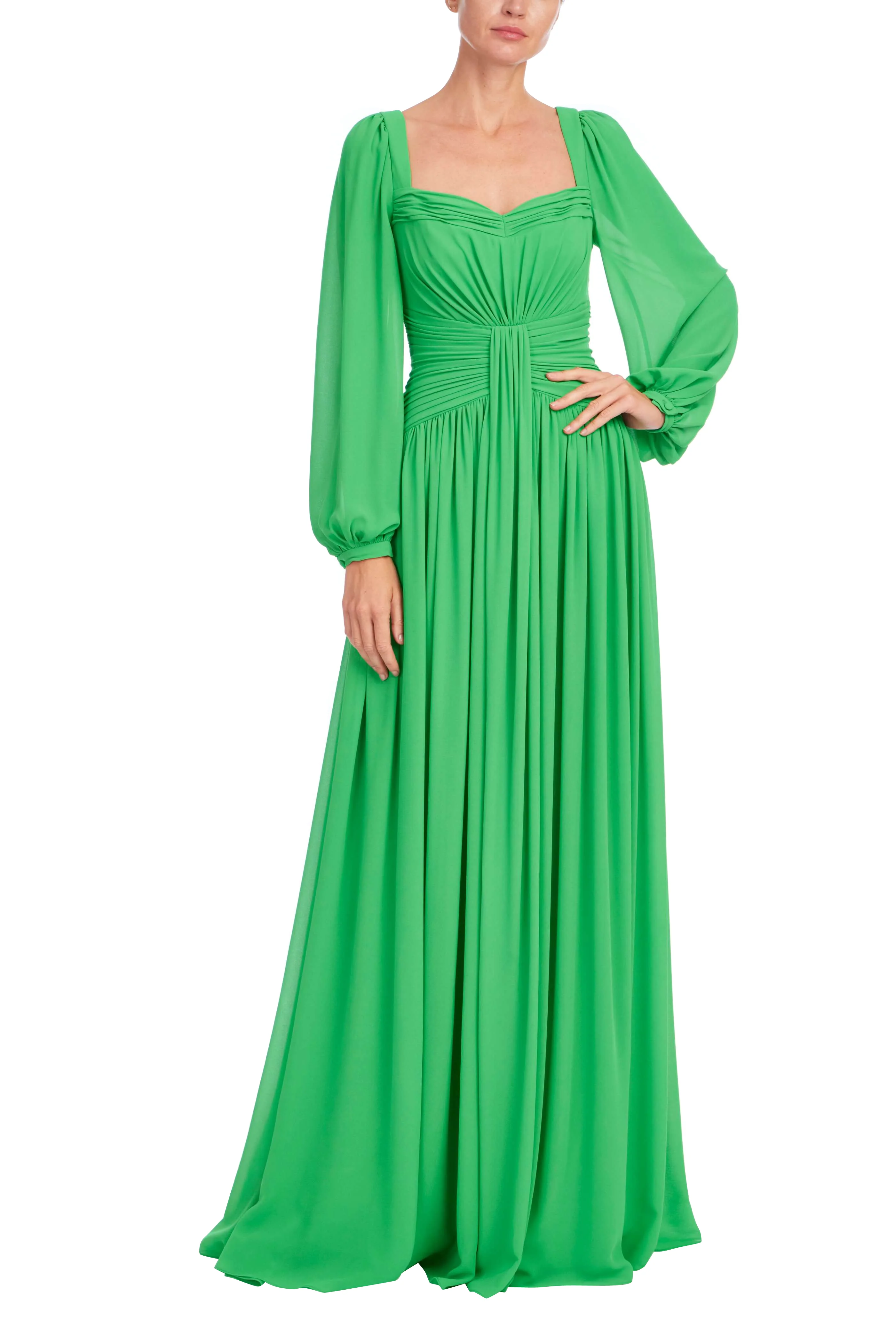 Pleated Sweetheart Bishop Sleeve Gown - Image 7