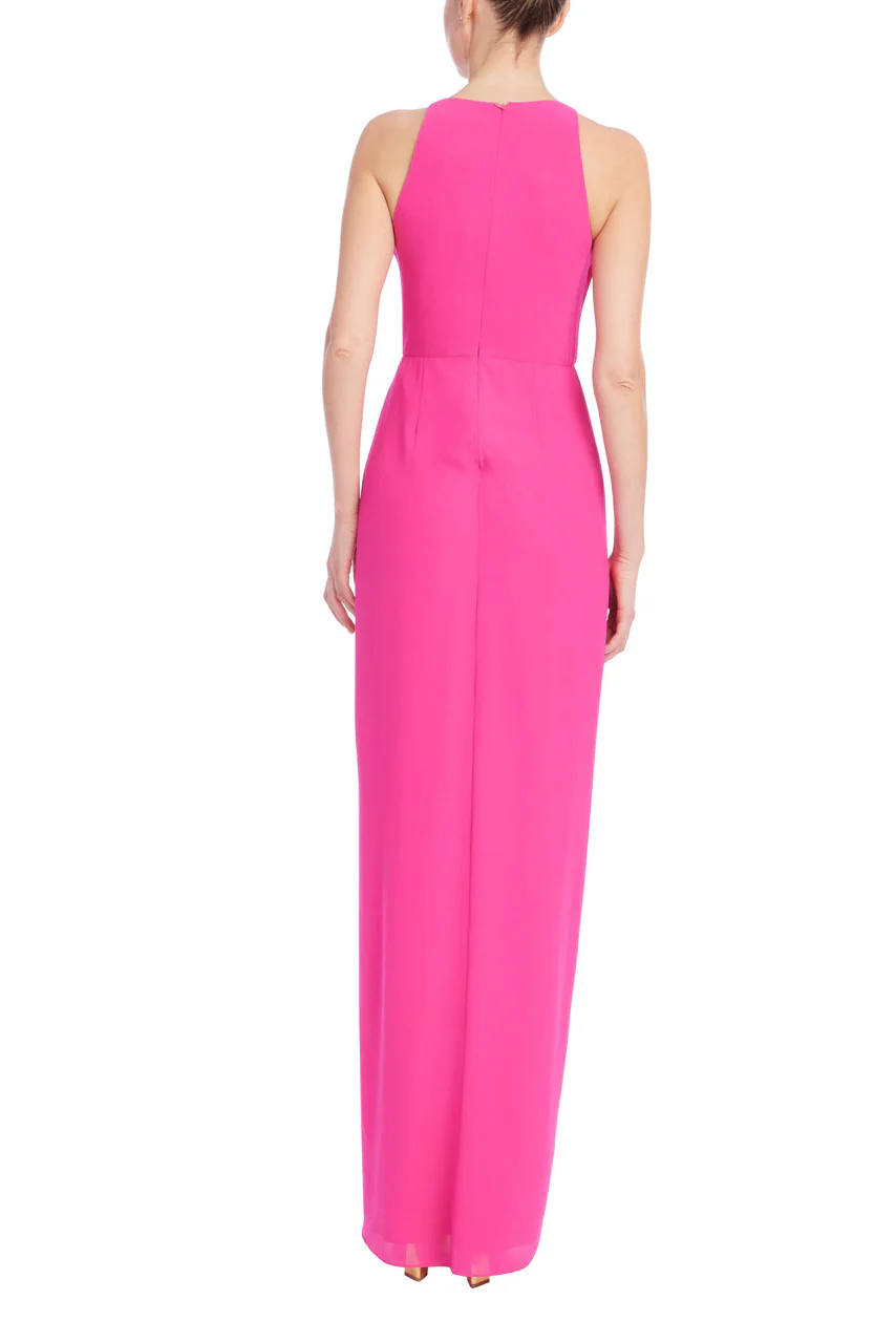 Sleeveless V-Neck Gown with 3D Rosette Ruffle - Image 5