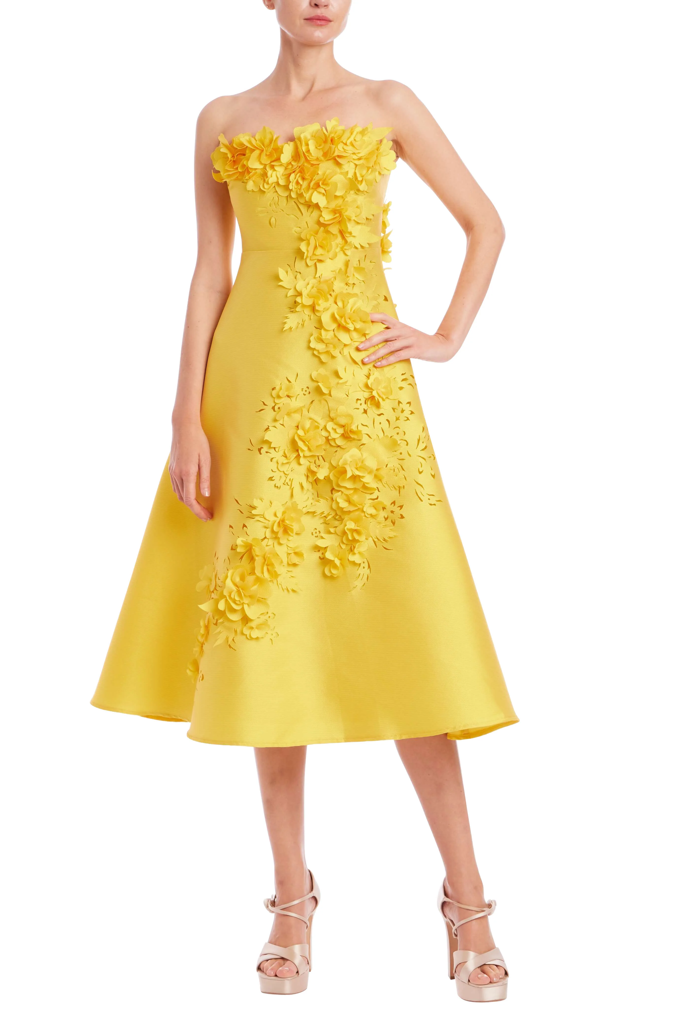 Strapless Floral Trim A-Line Midi Dress - Image 22