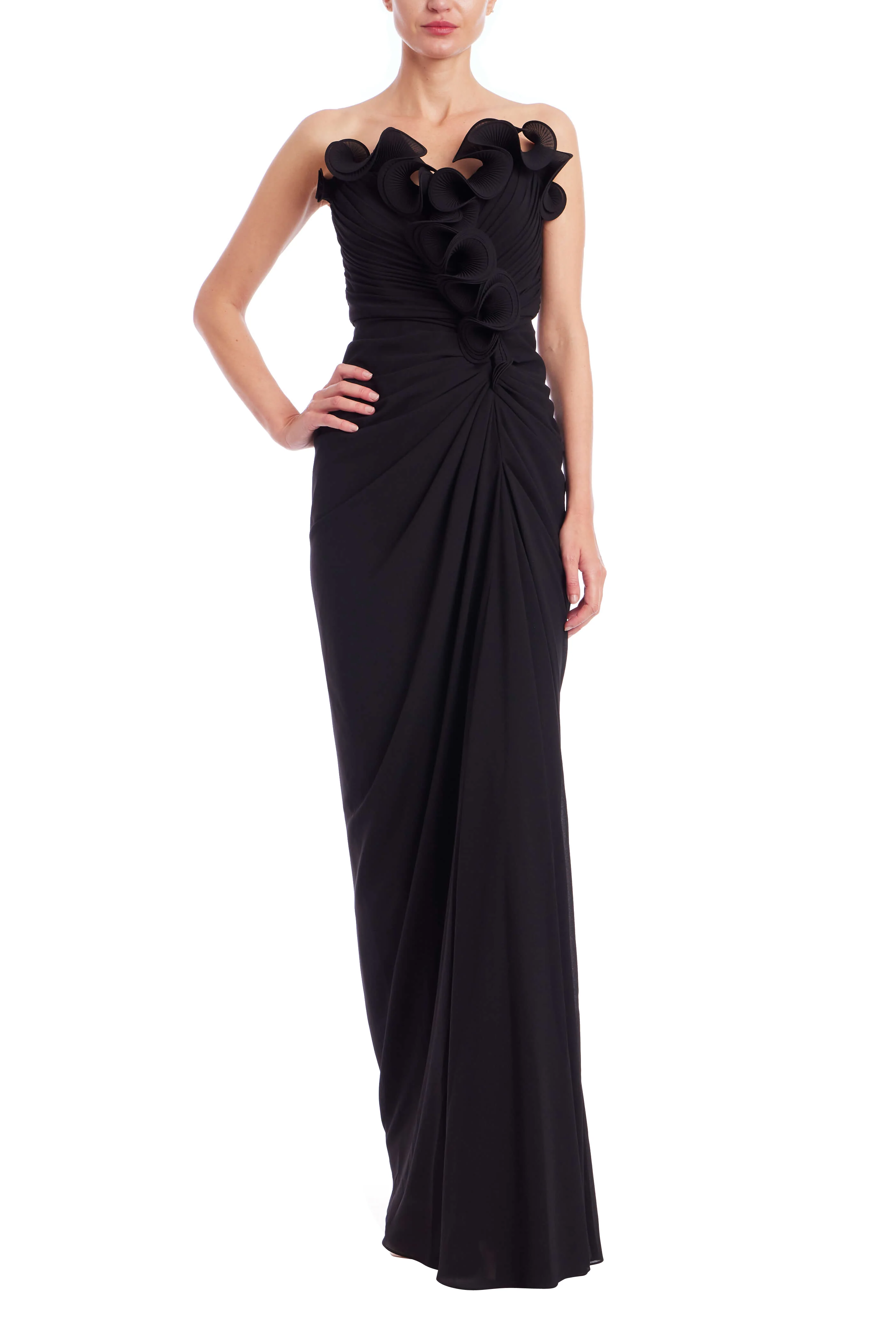 Strapless Pleated Ruffle Gown - Image 18