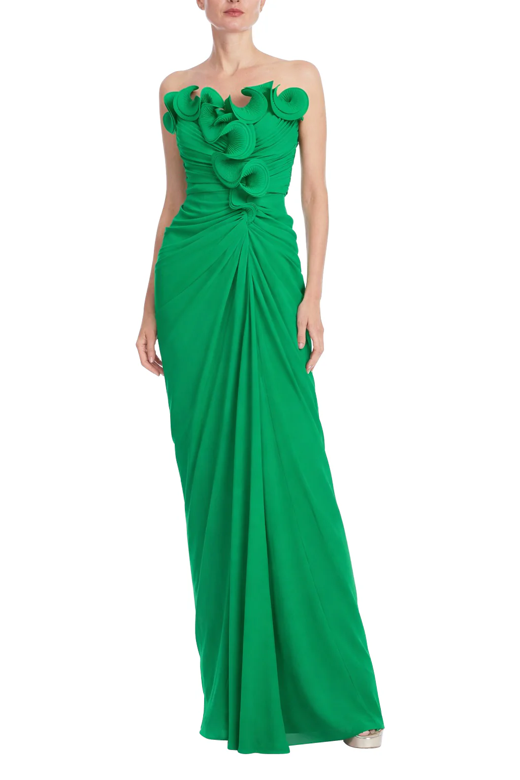 Strapless Pleated Ruffle Gown - Image 29