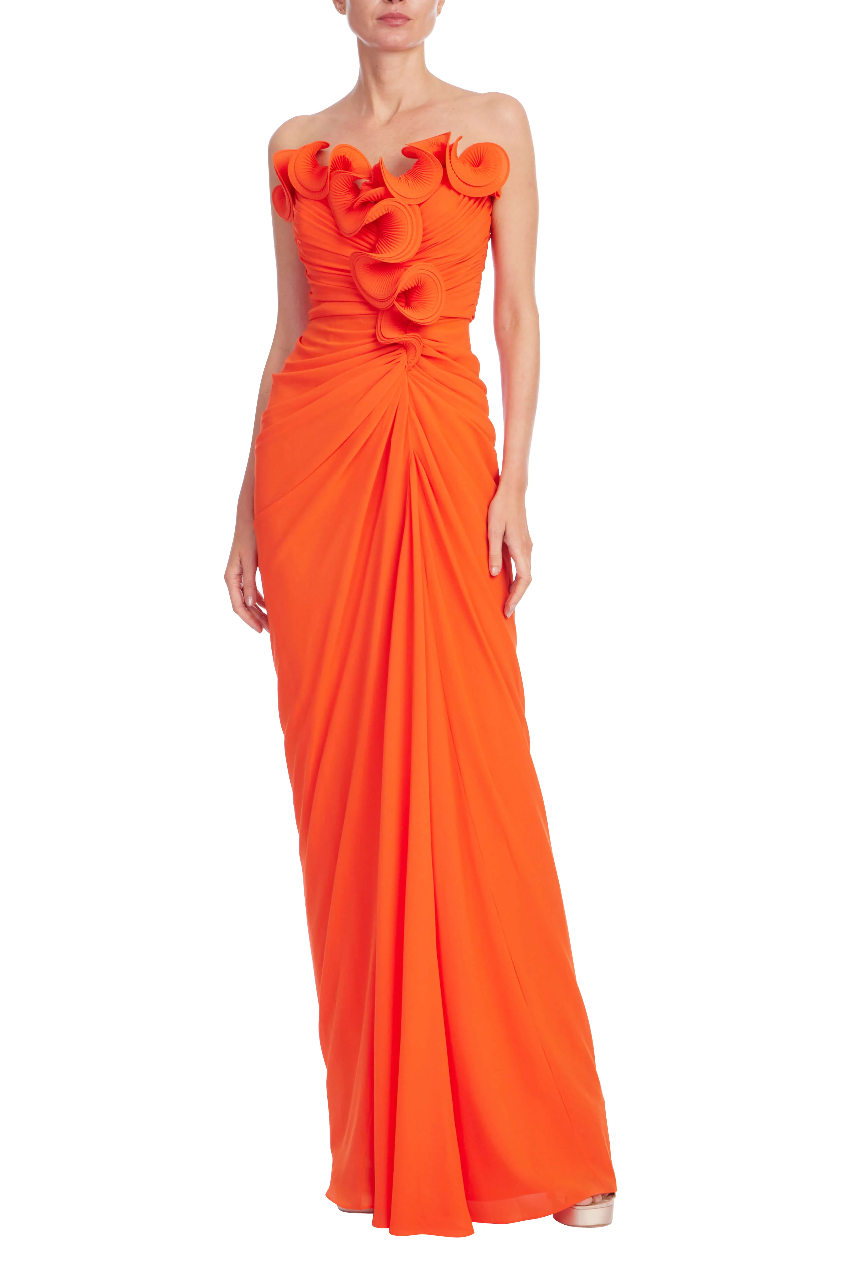 Strapless Pleated Ruffle Gown - Image 36