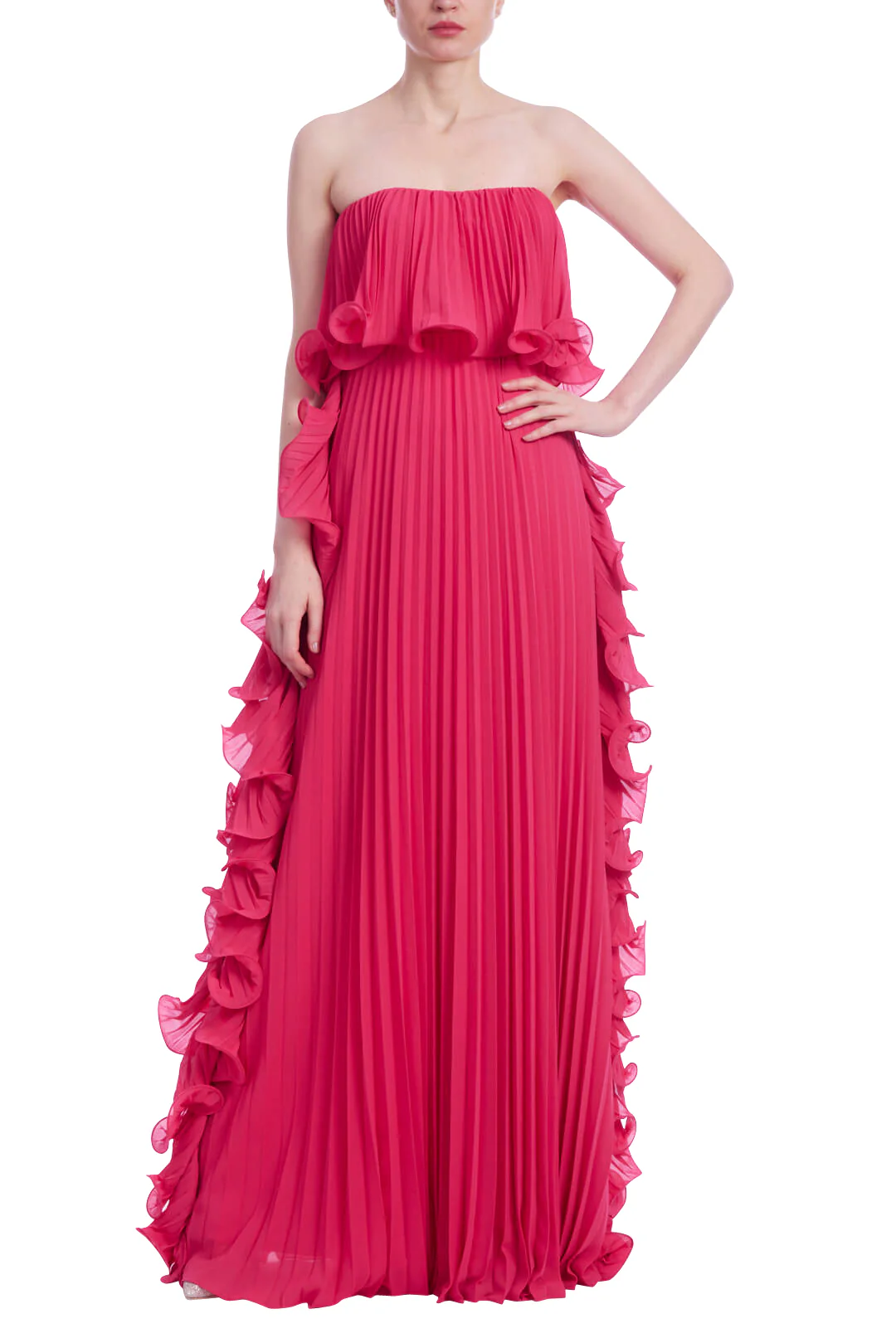 Strapless Ruffle-Trim Pleated Gown - Image 10