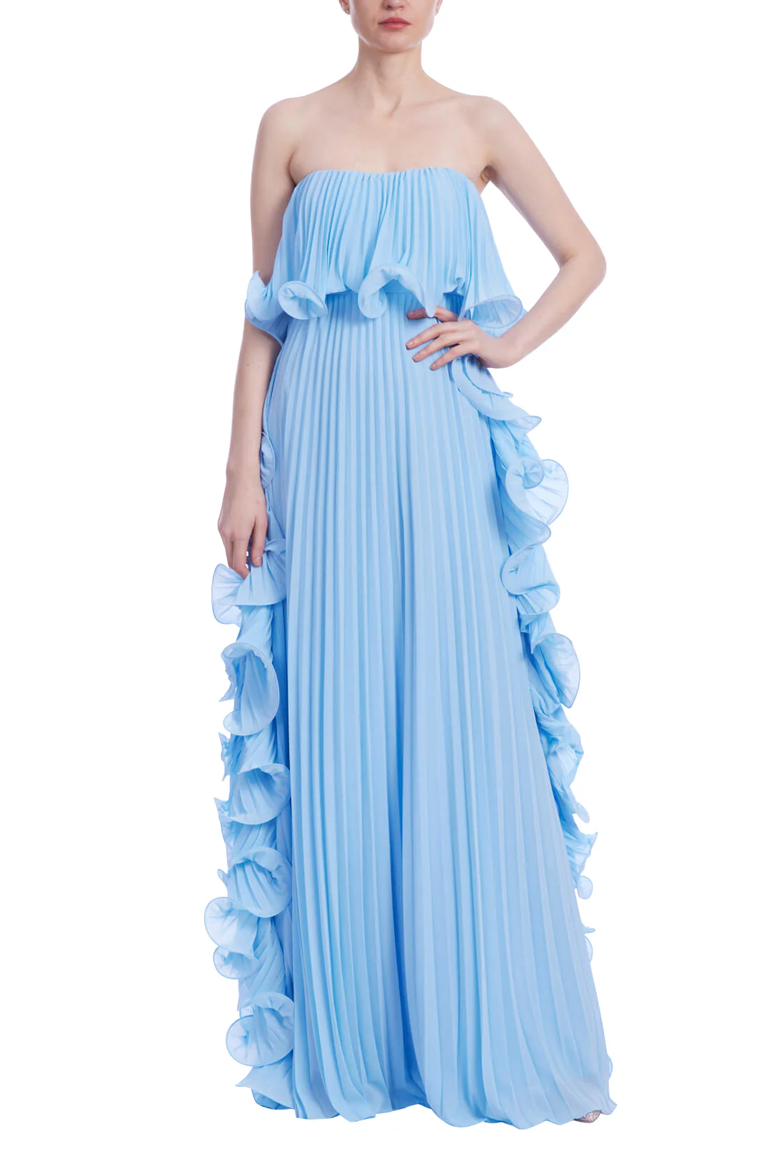 Strapless Ruffle-Trim Pleated Gown - Image 24