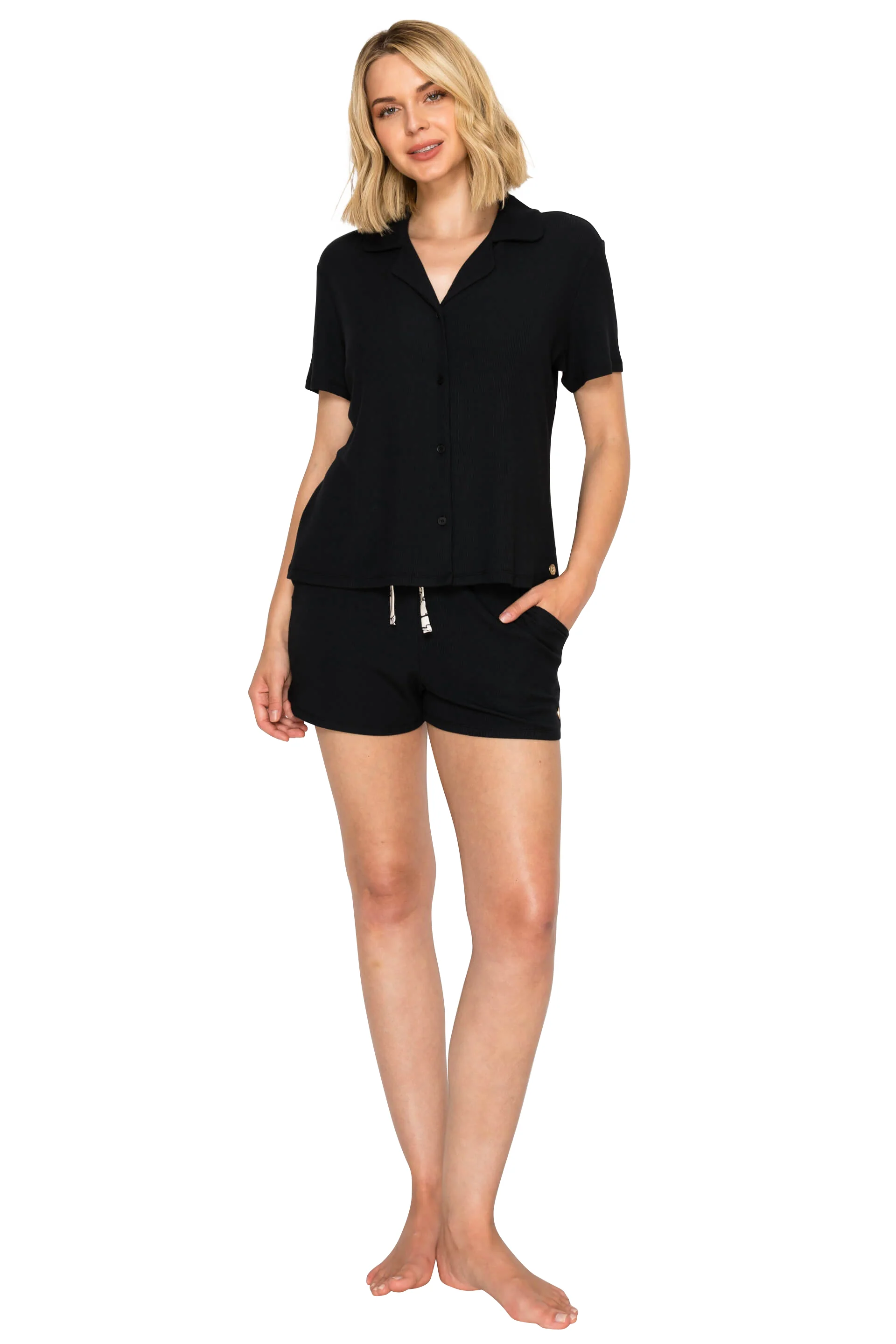 Yummy Modal Blend Rib Button-Up Short Pajama Set - Image 14